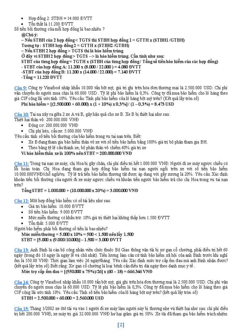 image for page Các dạng bài tập mẫu bảo hiểm và đáp án