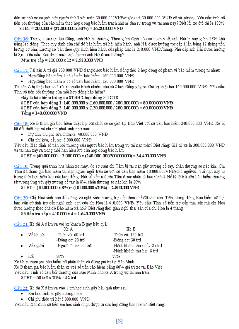 image for page Các dạng bài tập mẫu bảo hiểm và đáp án