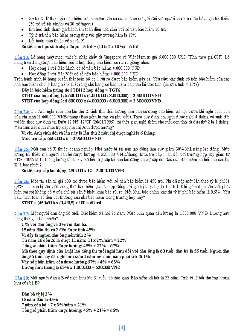 image for page Các dạng bài tập mẫu bảo hiểm và đáp án