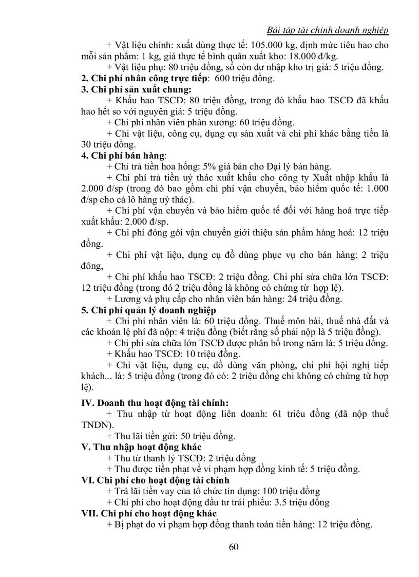 image for page Bài tập tài chính doanh nghiệp Doanh thu lợi nhuận và phân phối lợi nhuận