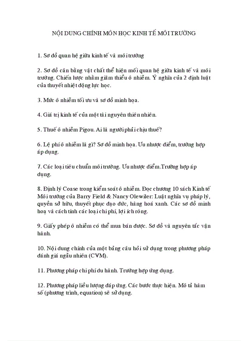 image for page Nội dung ôn tập môn học kinh tế môi trường