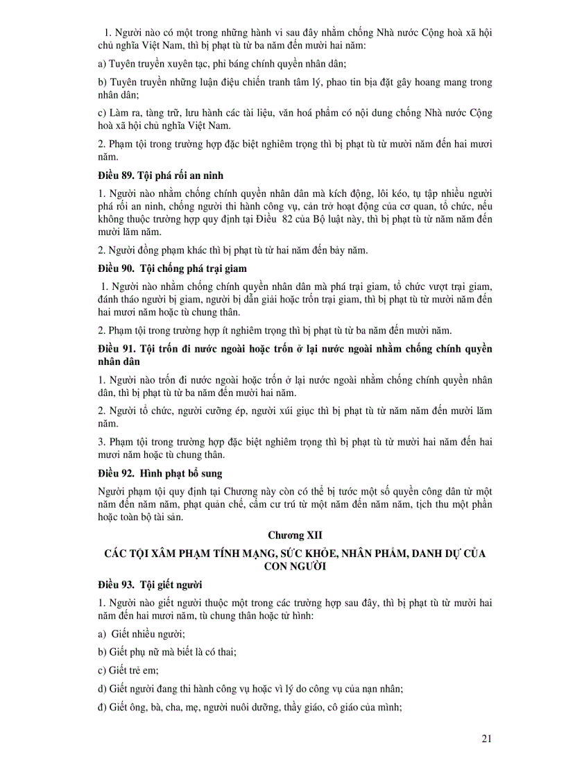 image for page Toàn văn Bộ luật Hình sự Đã được chỉnh sửa bổ sung bởi Luật số 37 2009 QH10 và các văn bản hướng dẫn liên quan