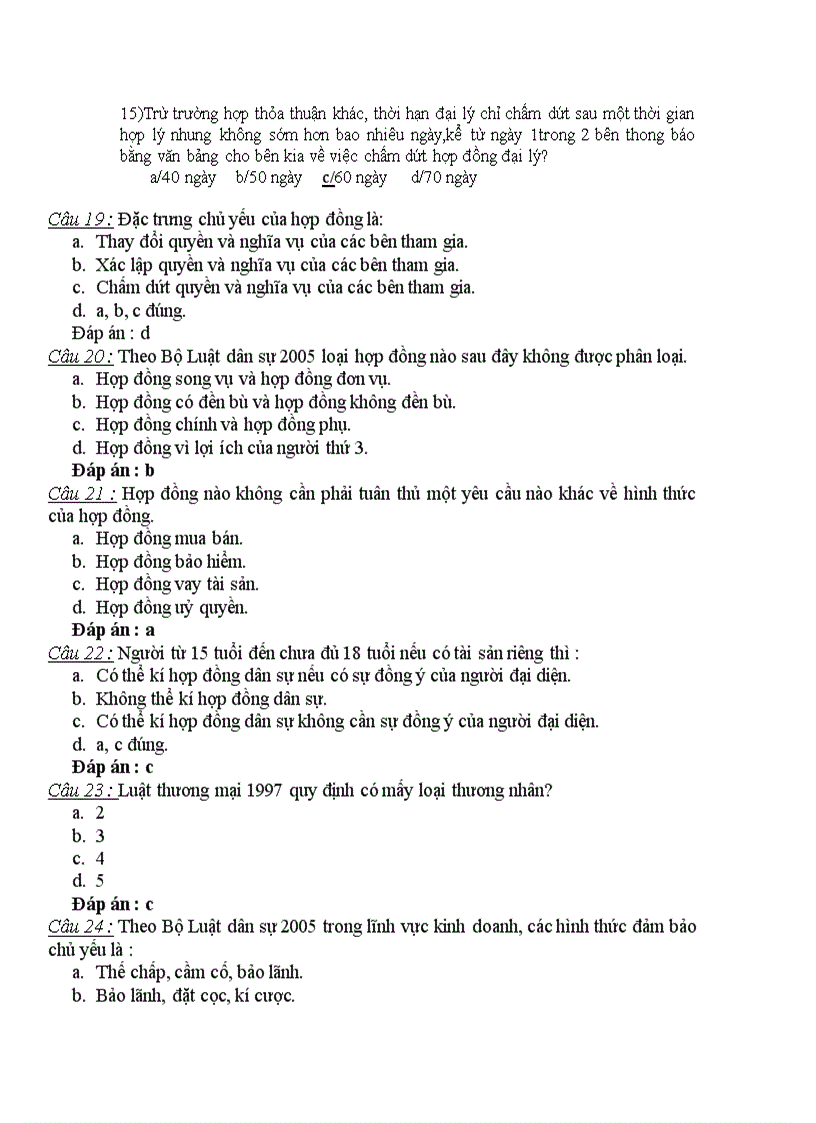 image for page Câu hỏi trắc nghiệm Luật Kinh Tế PHẦN HỢP ĐỒNG