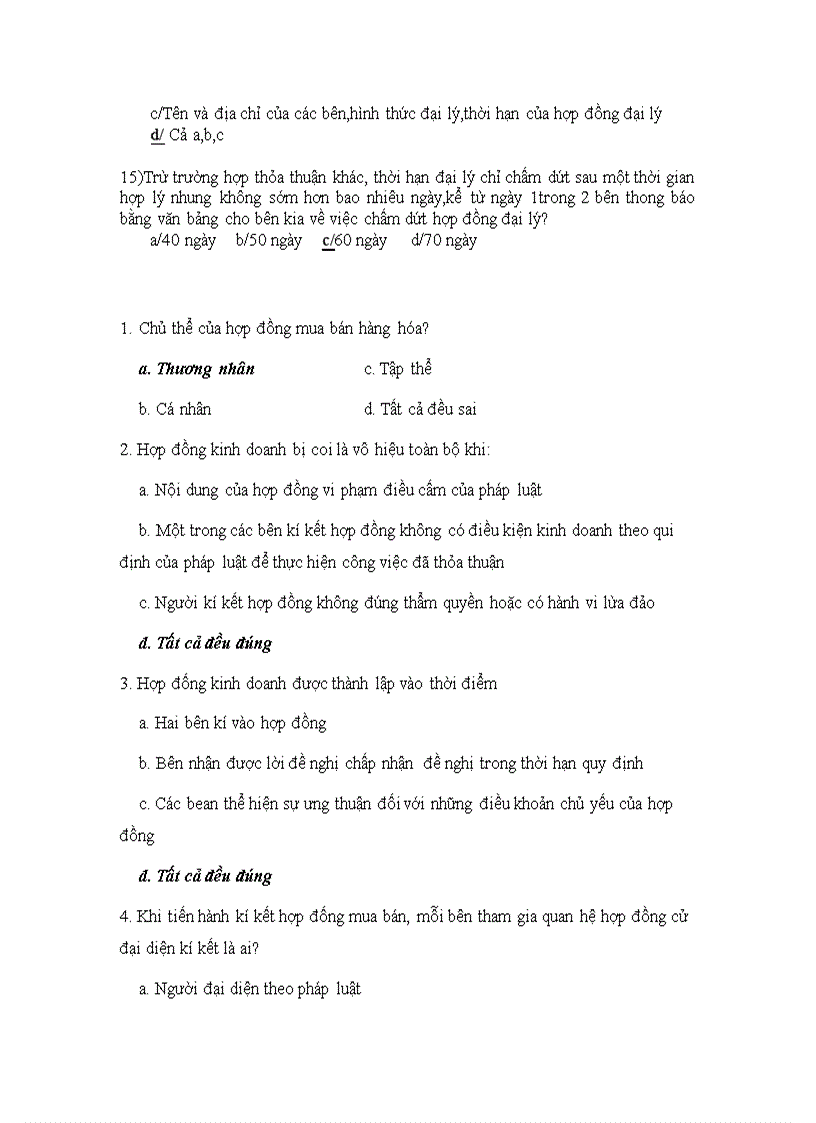 image for page Câu hỏi trắc nghiệm Luật Kinh Tế PHẦN HỢP ĐỒNG