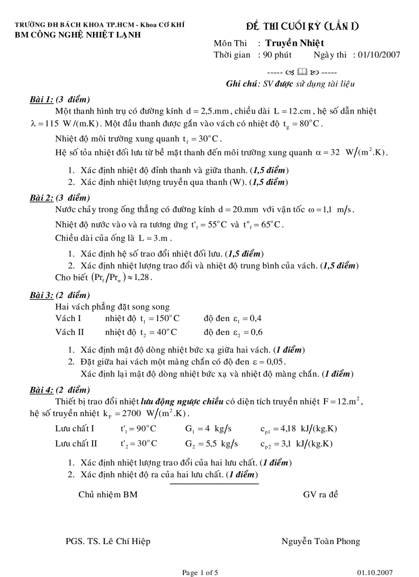 image for page Đề thi lời giải truyền nhiệt BKHCM