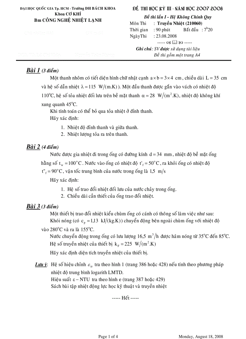 image for page Đề thi lời giải truyền nhiệt BKHCM
