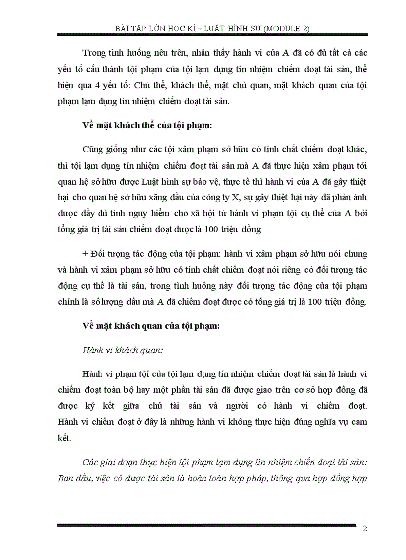 image for page Bài tập lớn học kì Luật Hình Sự Việt Nam Module 2 ĐH Luật Hà Nội