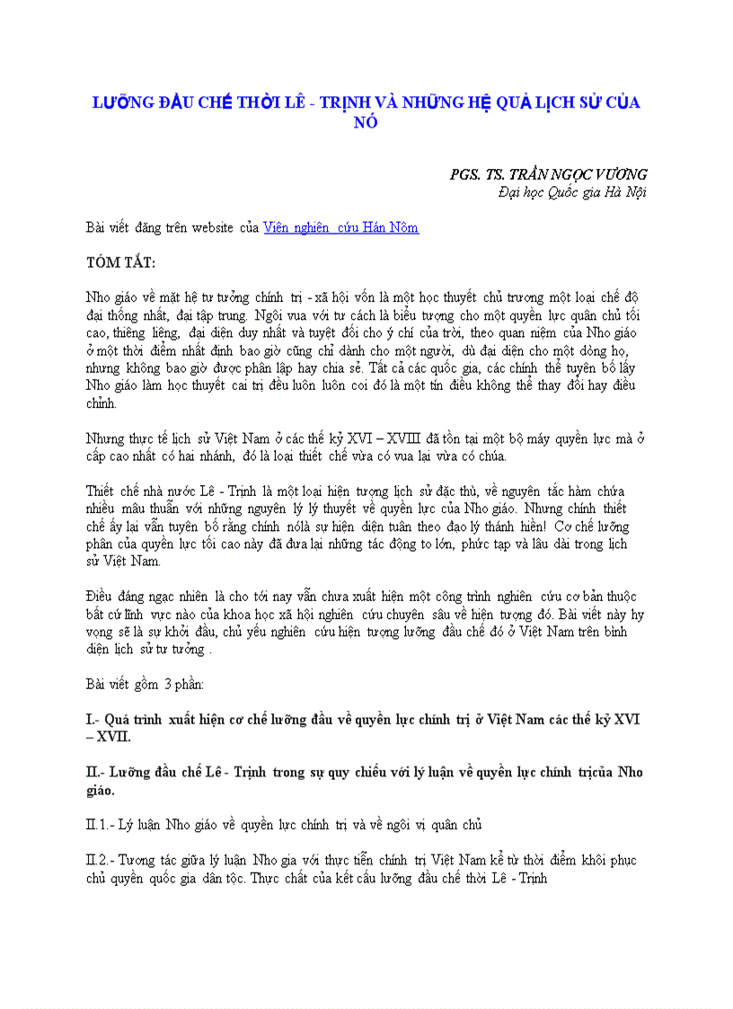 image for page Lưỡng đầu chế thời lê trịnh và những hệ quả lịch sử của nó