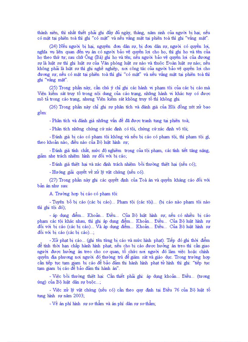 image for page Nghị quyết hướng dẫn thi hành một số quy định trong Phần thứ ba Xét xử sơ thẩm của Bộ luật Tố tụng hình sự năm 2003