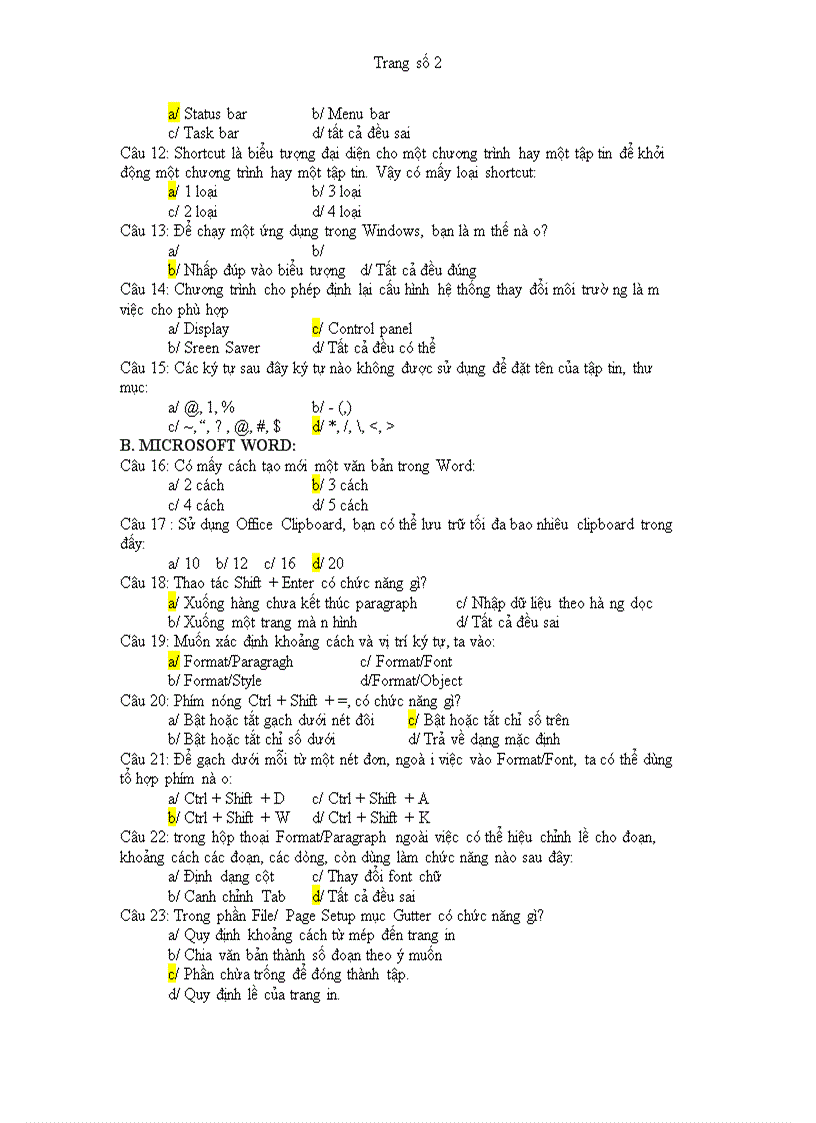 image for page Tài liệu Thi Công Chức Hải quan môn Tin học 2011