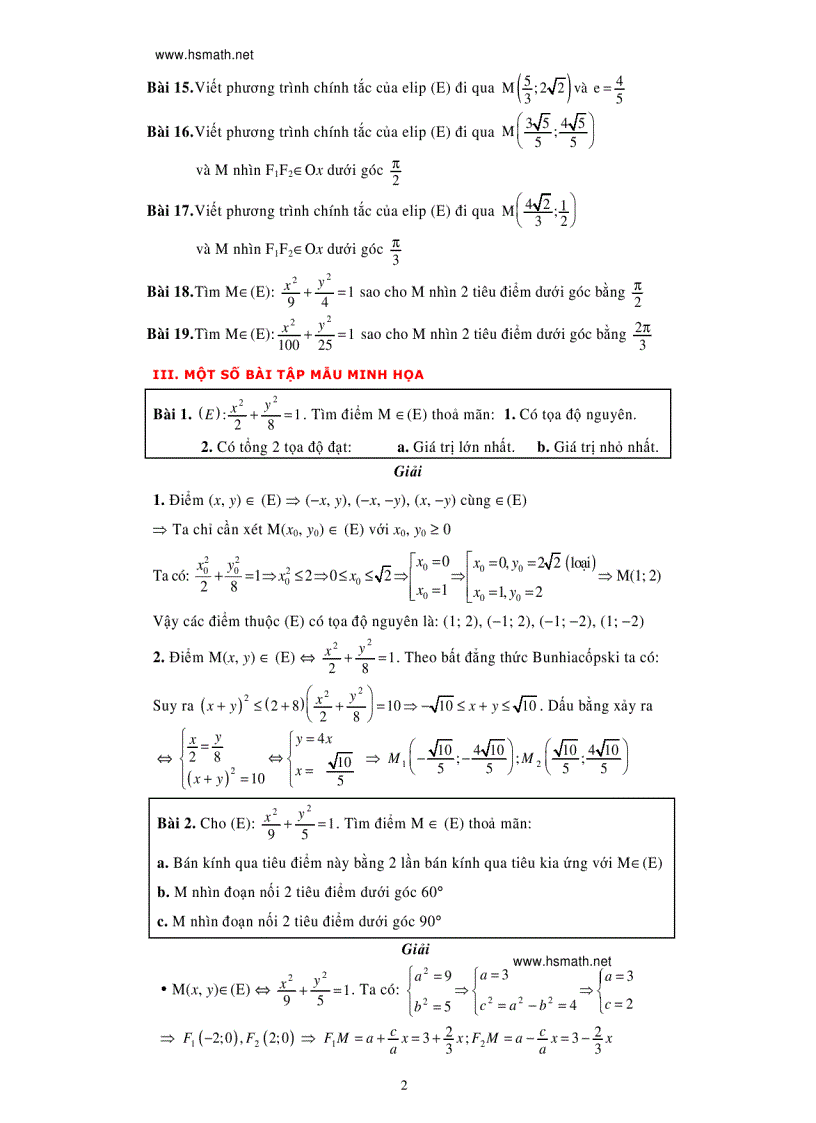 image for page Chuyên đề elip luyện thi đại học Đầy đủ lí thuyết và các dạng bài tập từ dễ đến khó