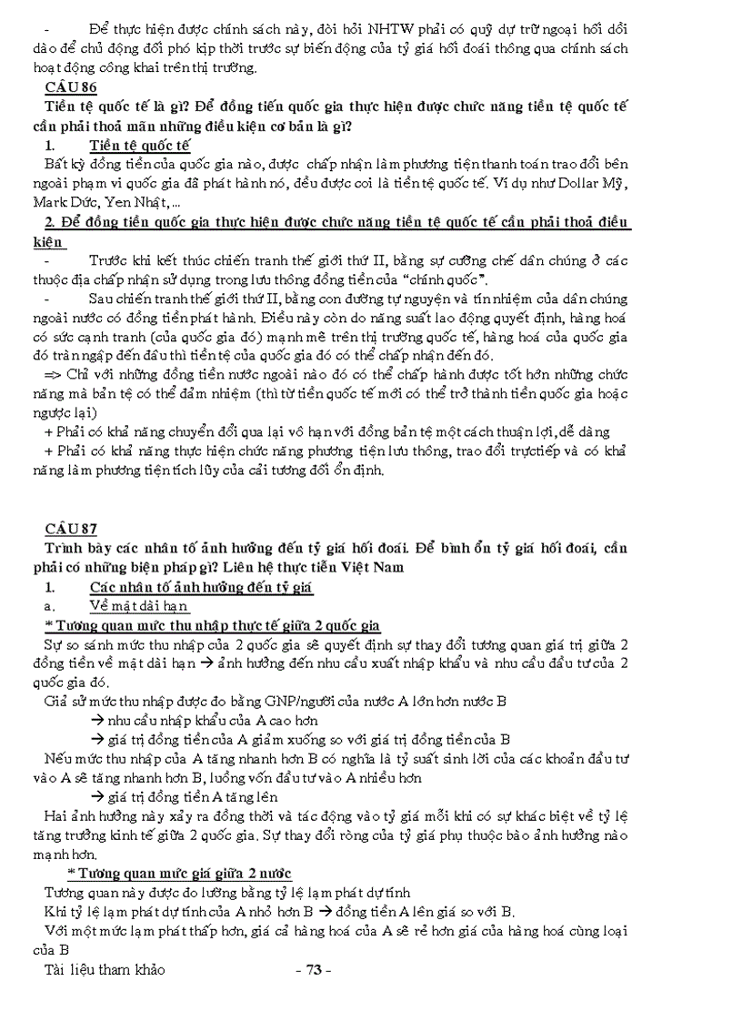 image for page Đề cương ôn thi ngành tài chính tiền tệ ngân hàng gồm 90 câu hỏi và trả lời