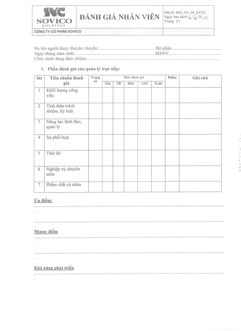 image for page Quy trình thuyên chuyển nhân sự nội bộ công ty SOVICO