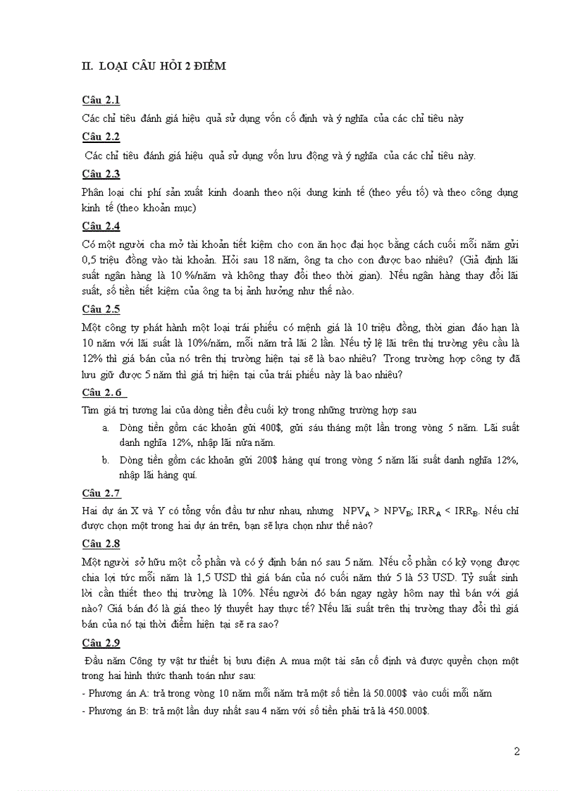 image for page Ngân hàng câu hỏi quản trị tài chính