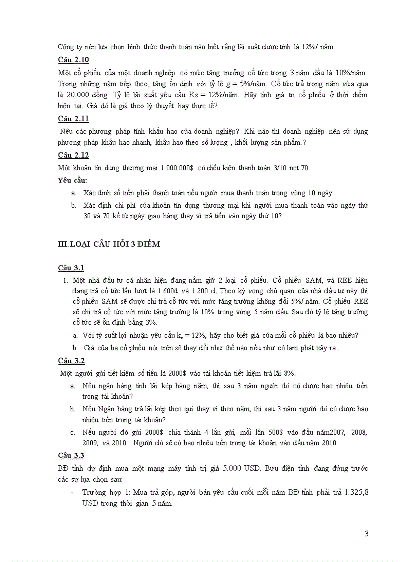 image for page Ngân hàng câu hỏi quản trị tài chính