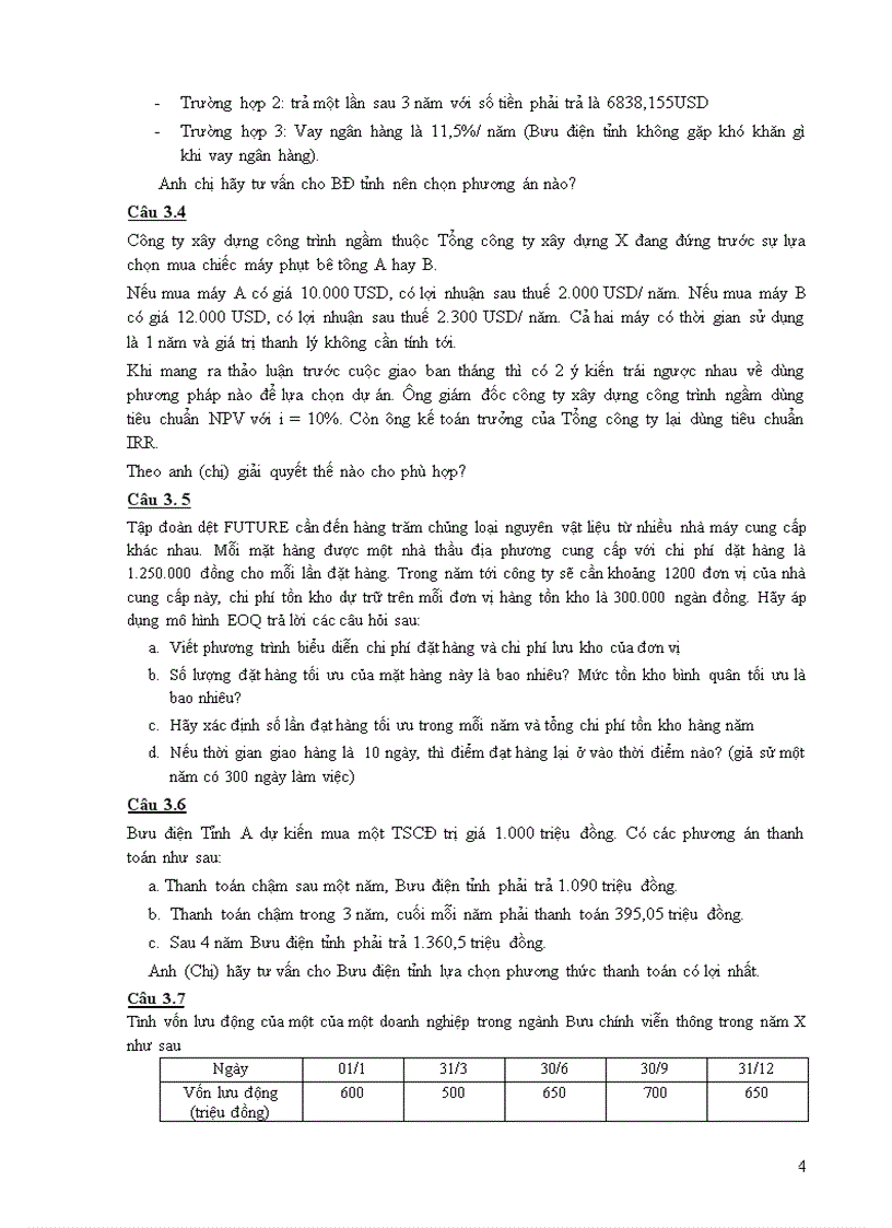 image for page Ngân hàng câu hỏi quản trị tài chính