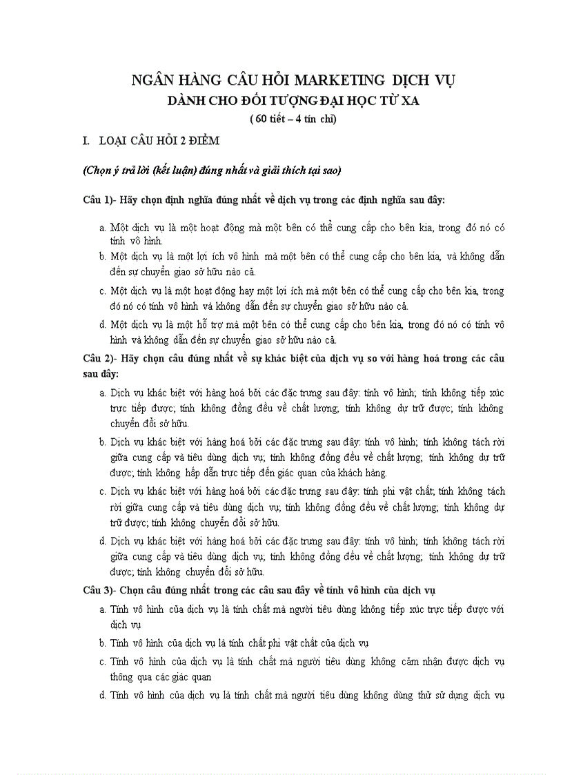 image for page Ngân hàng đề thi marketing dịch vụ
