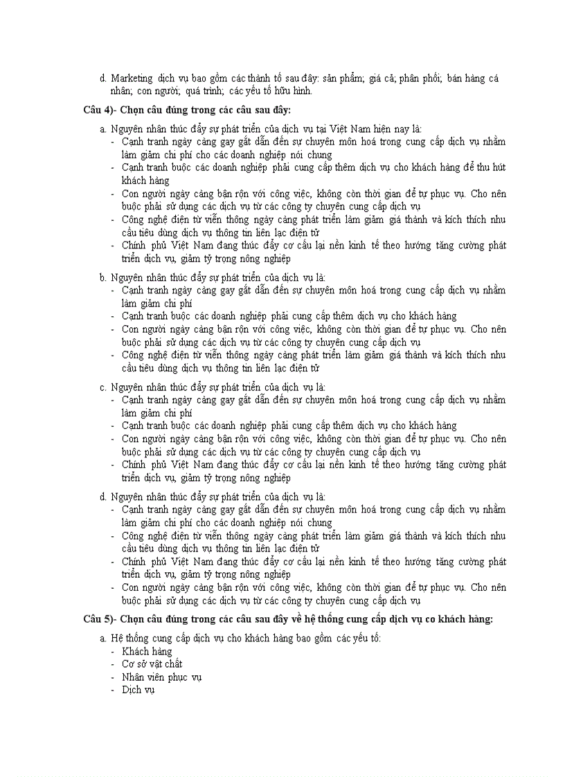 image for page Ngân hàng đề thi marketing dịch vụ