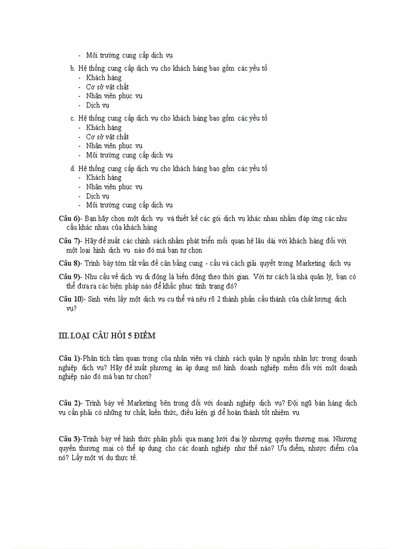 image for page Ngân hàng đề thi marketing dịch vụ