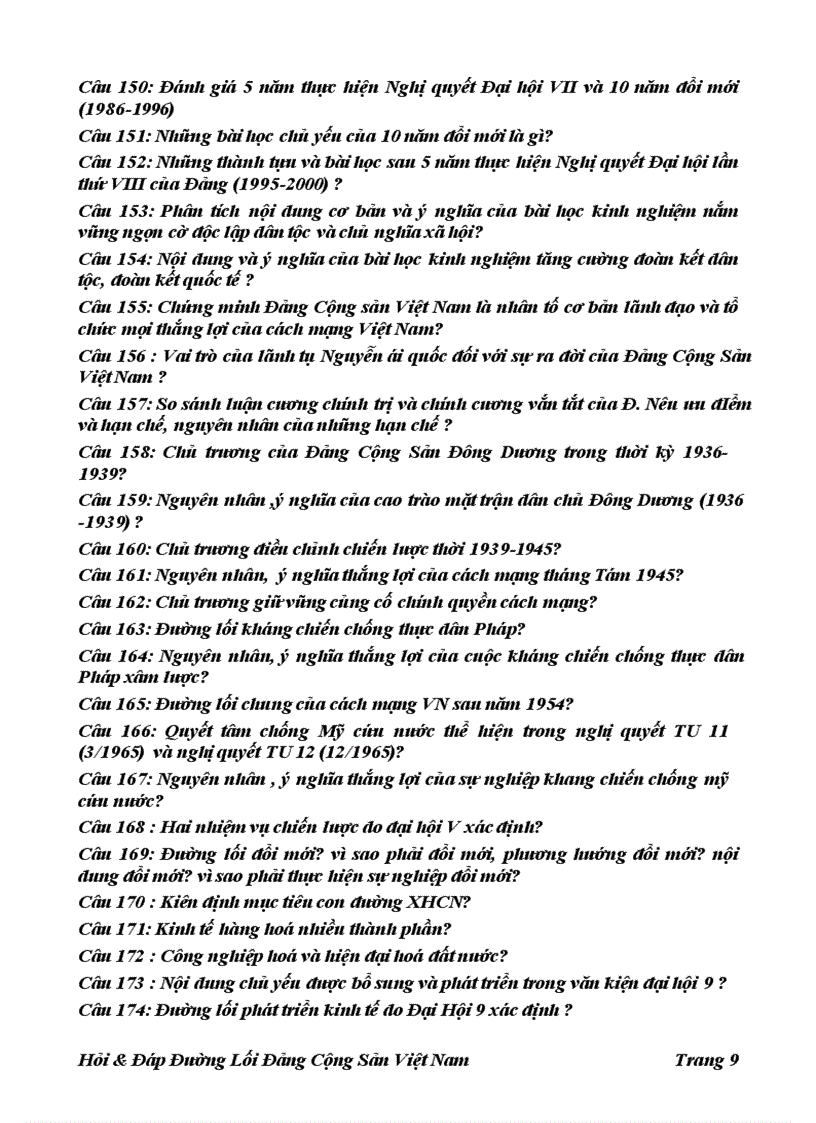 image for page 196 Câu Hỏi đáp Đường Lối Đảng Cộng Sản Việt Nam