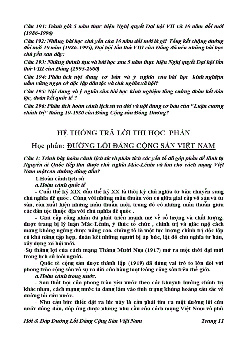 image for page 196 Câu Hỏi đáp Đường Lối Đảng Cộng Sản Việt Nam