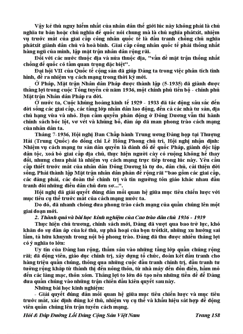 image for page 196 Câu Hỏi đáp Đường Lối Đảng Cộng Sản Việt Nam