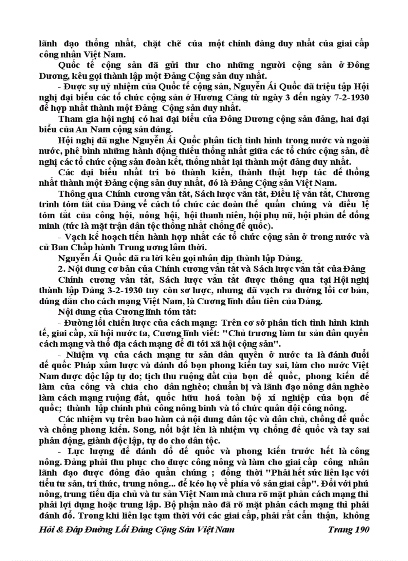 image for page 196 Câu Hỏi đáp Đường Lối Đảng Cộng Sản Việt Nam