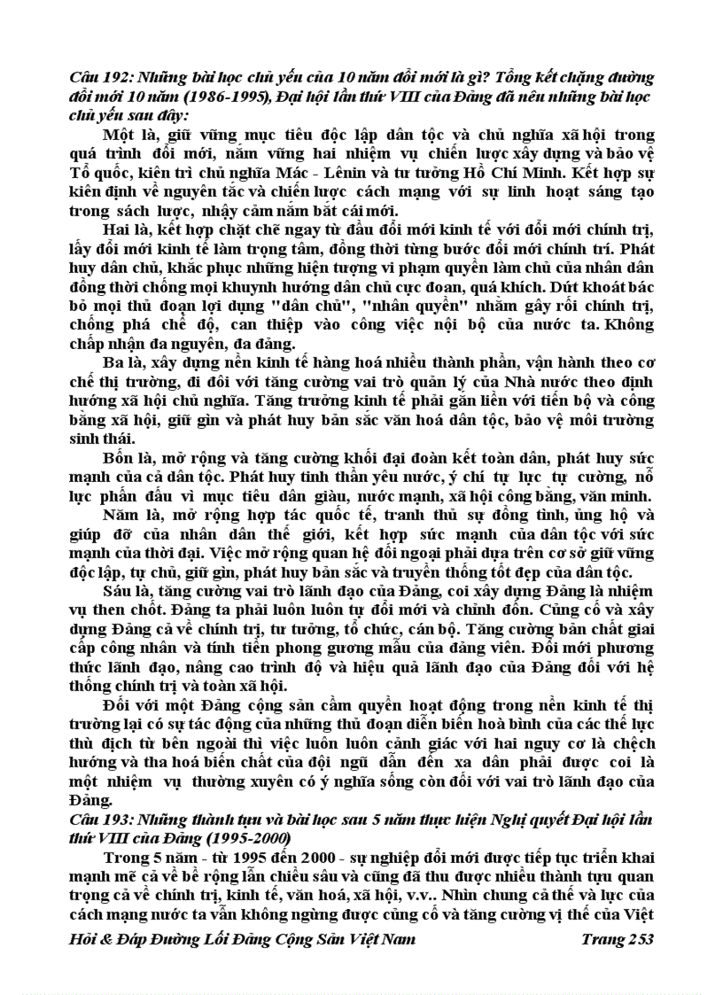 image for page 196 Câu Hỏi đáp Đường Lối Đảng Cộng Sản Việt Nam