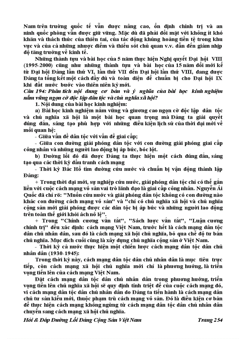 image for page 196 Câu Hỏi đáp Đường Lối Đảng Cộng Sản Việt Nam