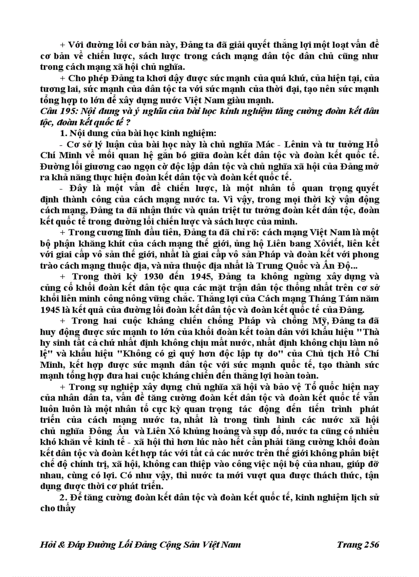 image for page 196 Câu Hỏi đáp Đường Lối Đảng Cộng Sản Việt Nam