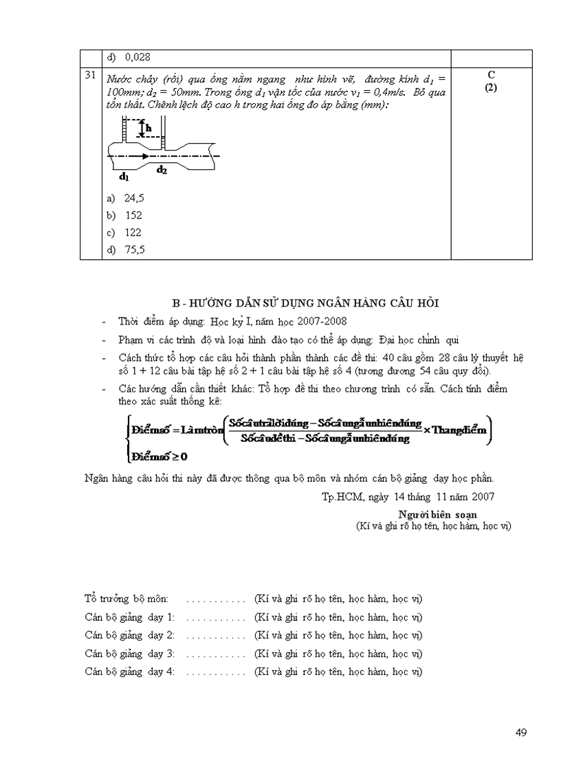 image for page Một số đề trắc nghiệm cơ lưu chất dhspkt tphcm 1