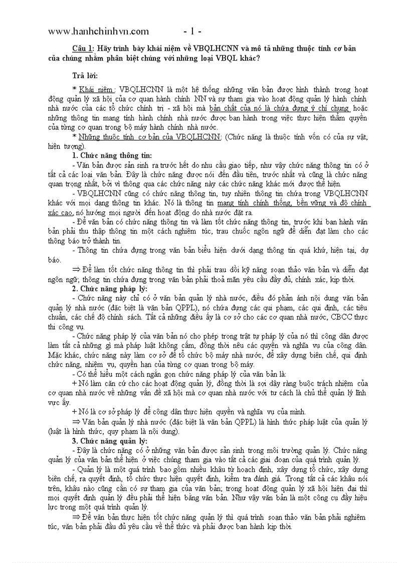 image for page Tổng hợp các câu hỏi về văn bản quản lý nhà nước