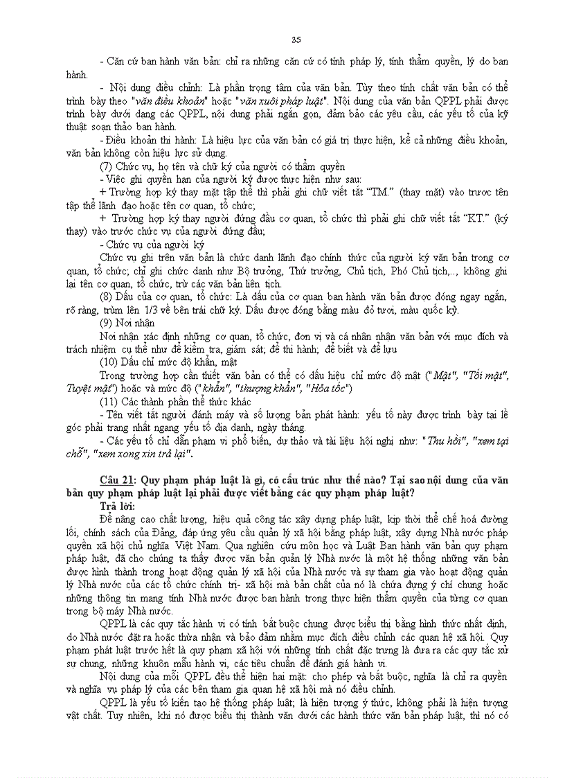 image for page Tổng hợp các câu hỏi về văn bản quản lý nhà nước