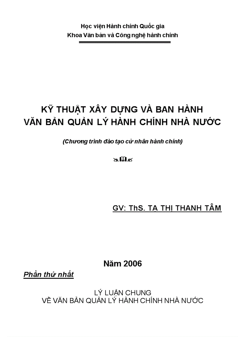 image for page Kỹ thuật xây dựng và ban hành văn bản quản lý hành chính nhà nước