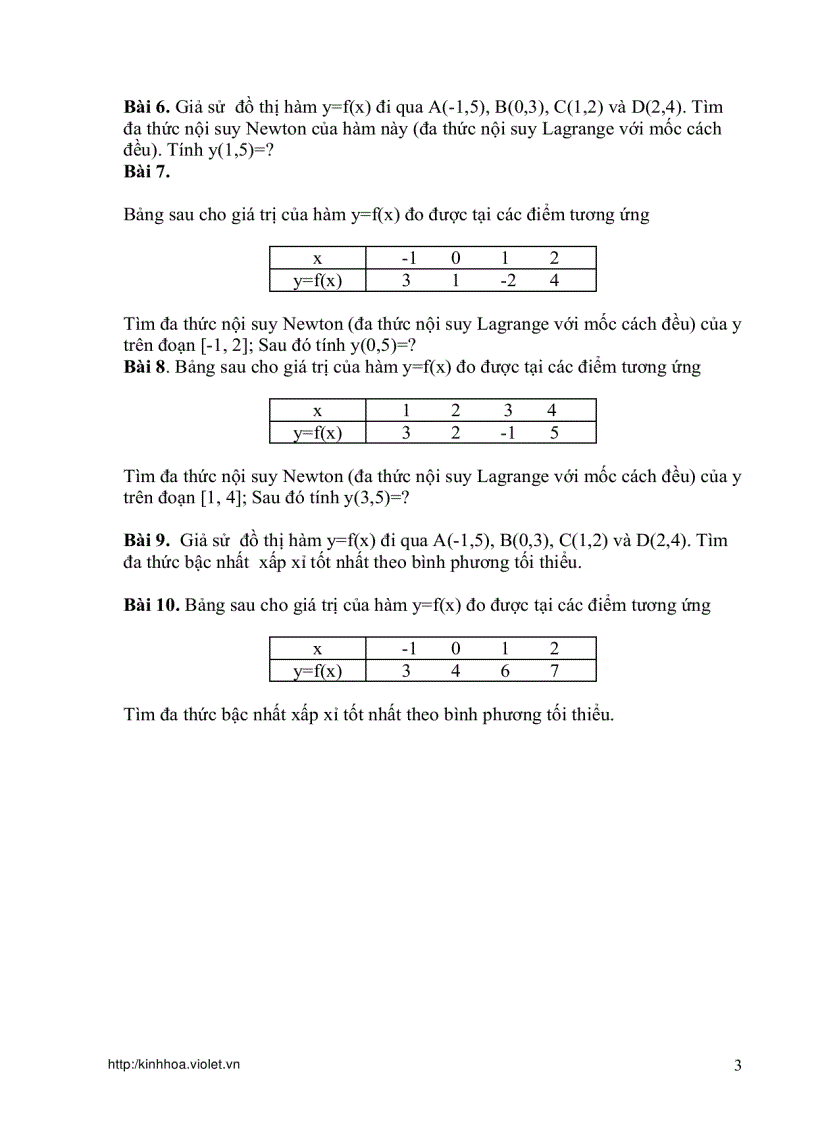 Bài tập phương pháp tính 2 1