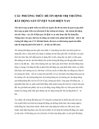 Các phương thức để ổn định thị trường bất động sản ở việt nam hiện nay