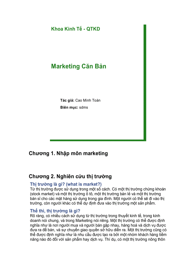 image for page Marketing Căn Bản