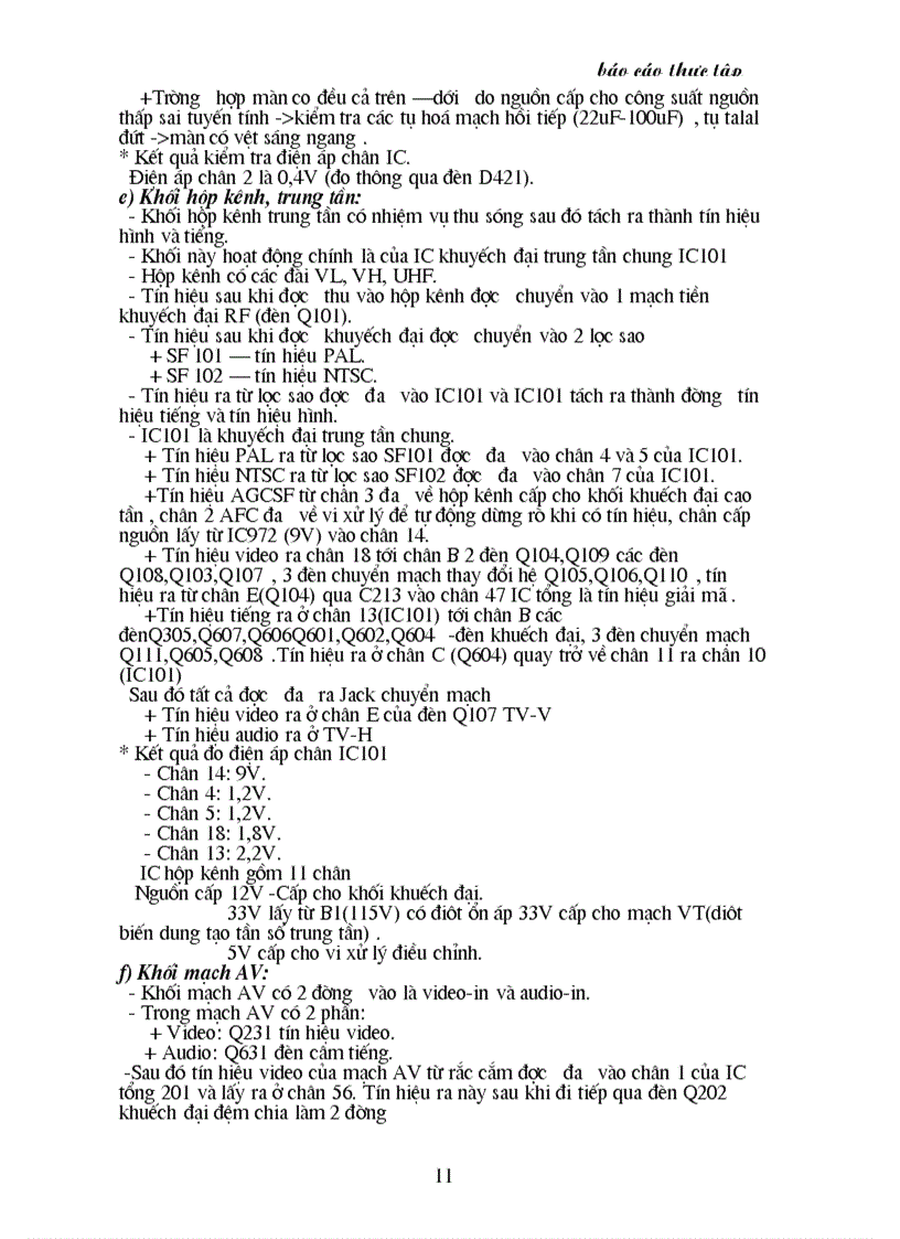 image for page Báo cáo Thực tập Tìm hiểu và Sửa chữa Tivi