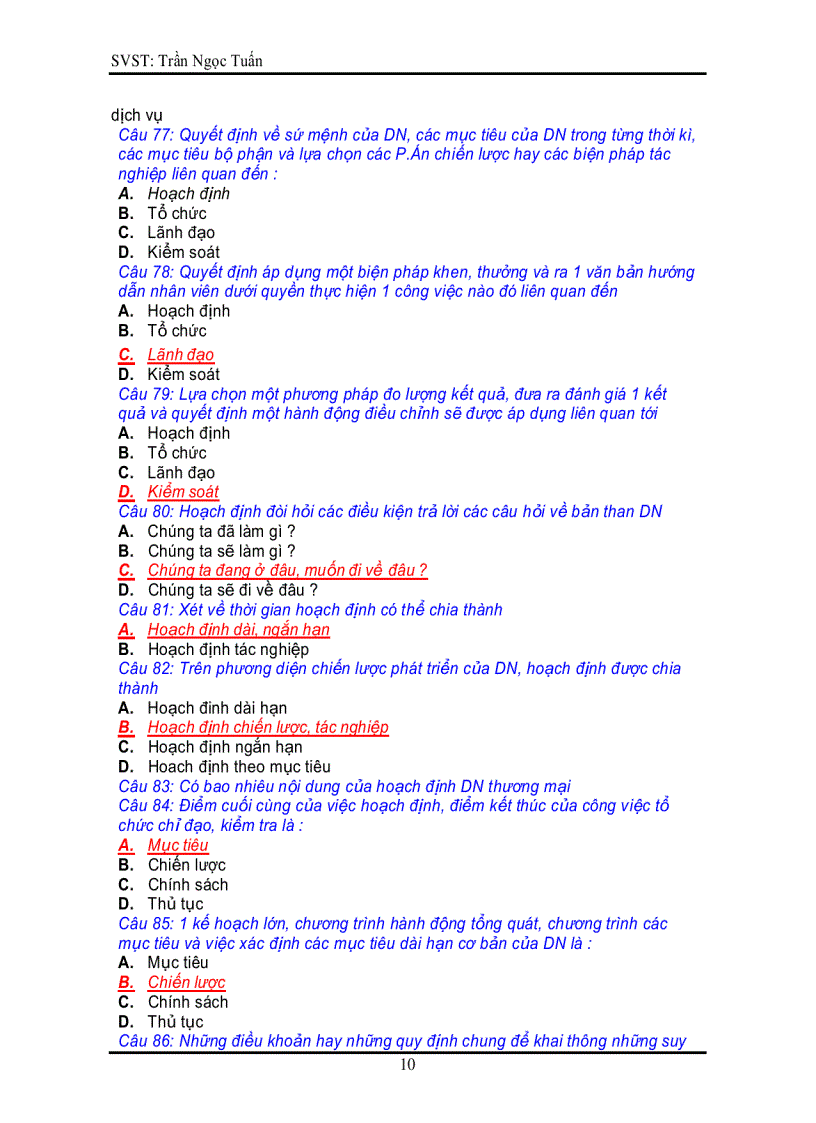 image for page Tuyển 246 câu hỏi trắc nghiệm môn Quản trị doanh nghiệp