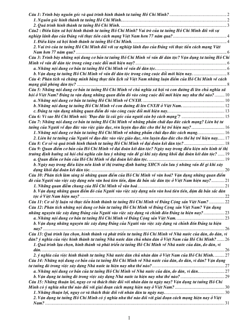 image for page Câu hỏi ôn tập môn tư tưởng Hồ Chí Minh