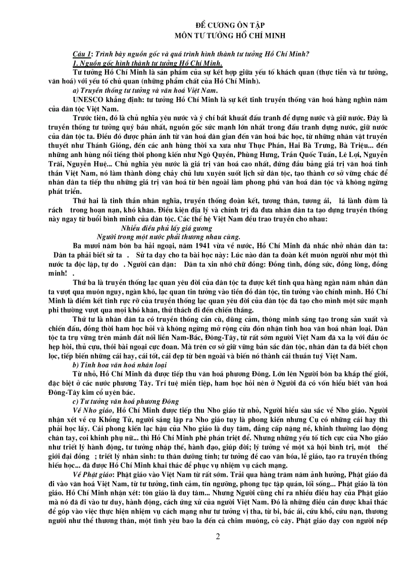 image for page Câu hỏi ôn tập môn tư tưởng Hồ Chí Minh