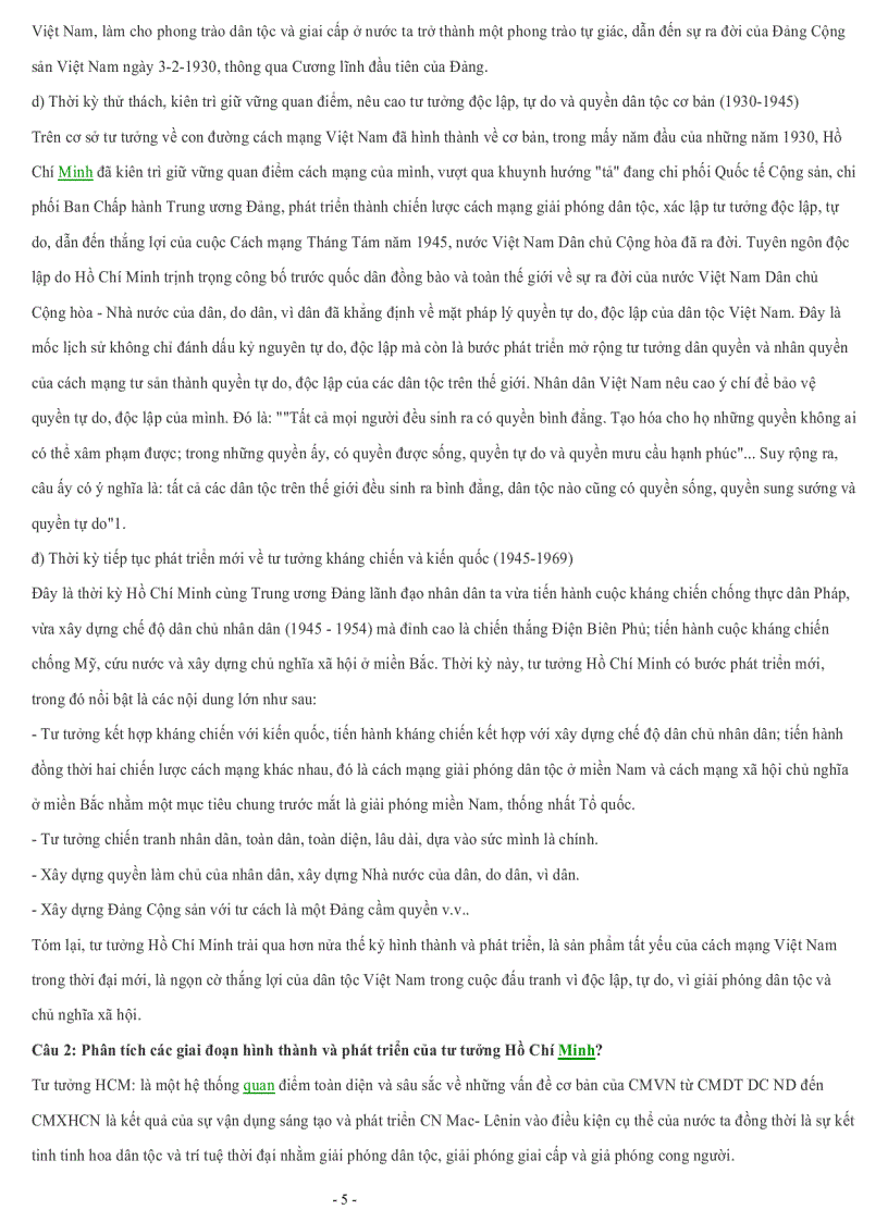 image for page Câu hỏi ôn tập môn tư tưởng Hồ Chí Minh 1