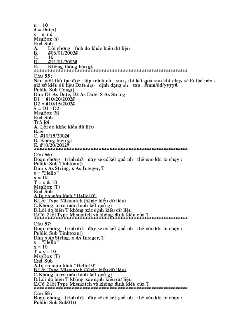 image for page Câu hỏi ôn thi trắc nghiệm học phần 4 access có đáp án 70 câu
