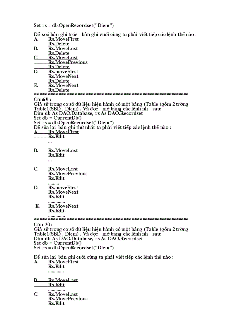 image for page Câu hỏi ôn thi trắc nghiệm học phần 4 access có đáp án 70 câu