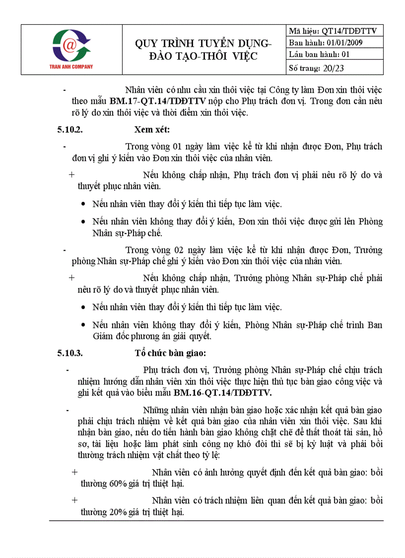 image for page Quy trình tuyển dụng đào tạo thôi việc tại công ty máy tính trần anh