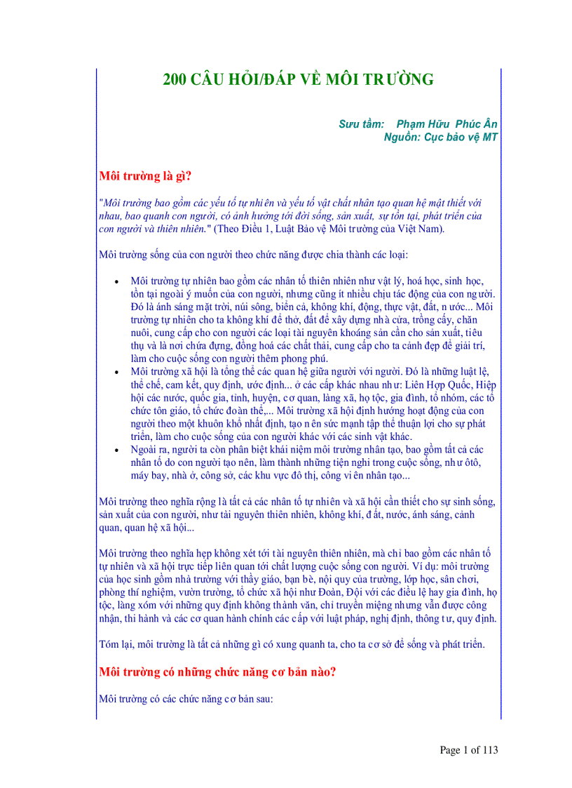 image for page 200 câu hỏi chi tiết và pháp luật về Môi trường