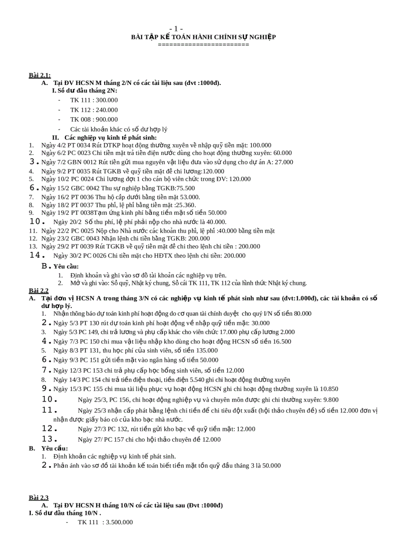 image for page Bài tập kế toán hành chính sự nghiệp