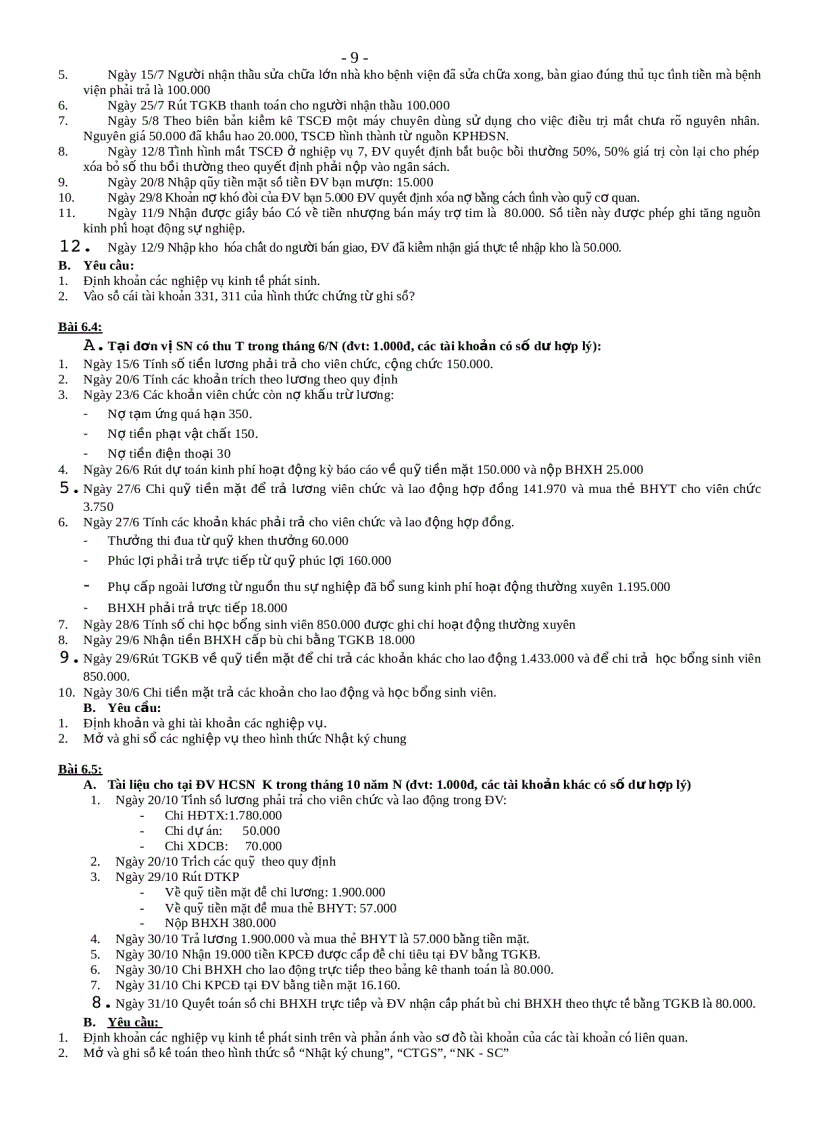 image for page Bài tập kế toán hành chính sự nghiệp