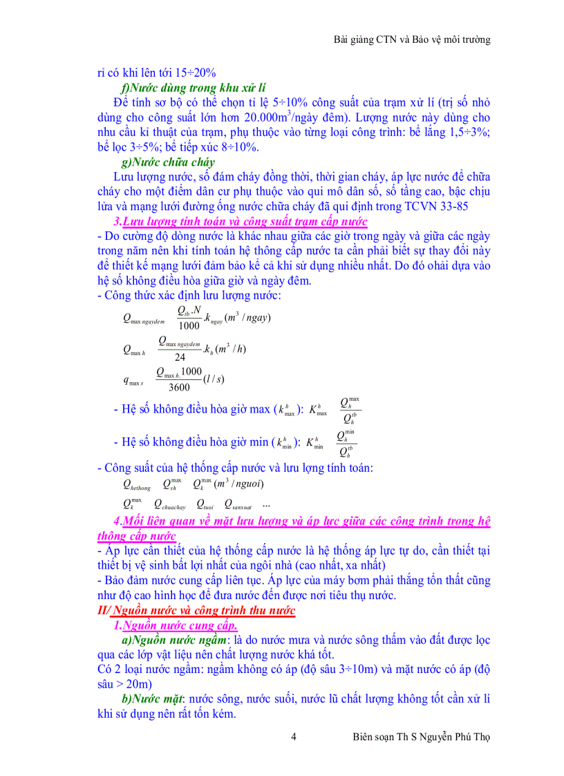 image for page Bài giảng Cấp thoát nước và Bảo vệ môi trường