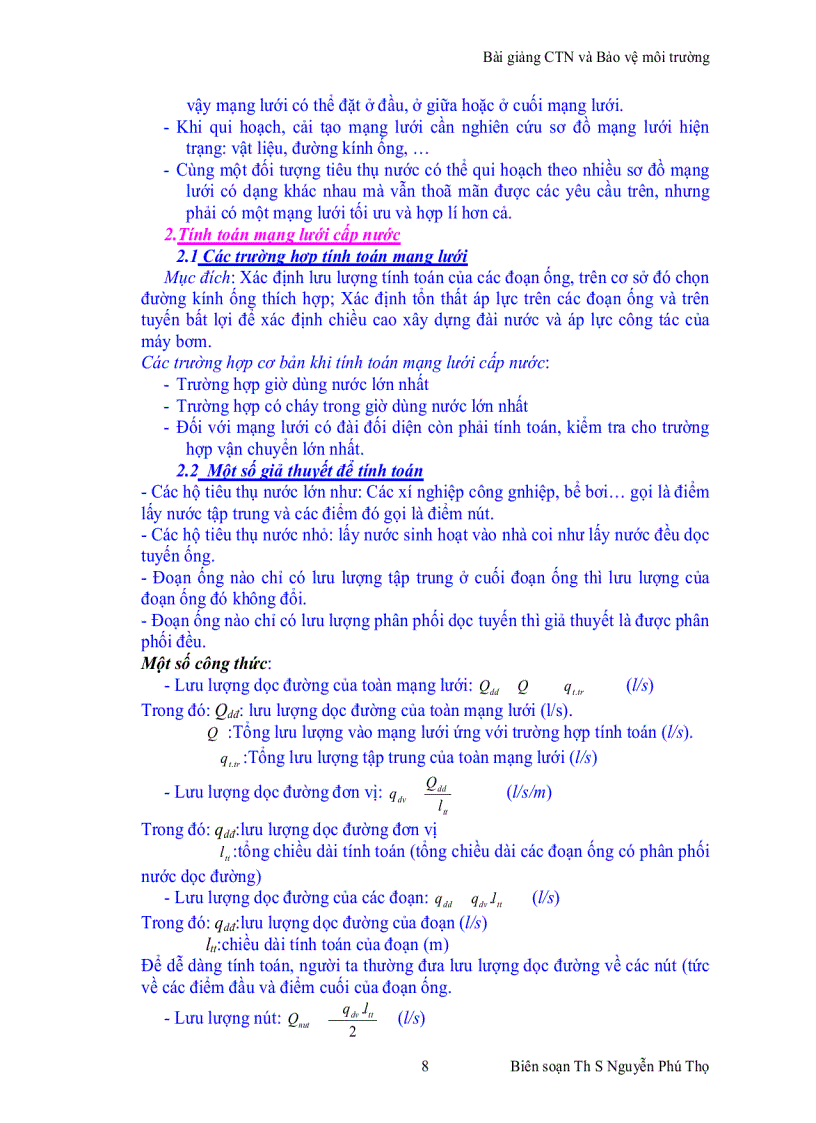 image for page Bài giảng Cấp thoát nước và Bảo vệ môi trường